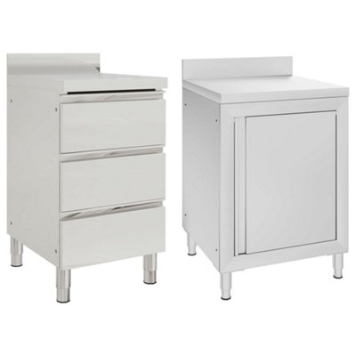 Vidaxl Commercial Kitchen Cabinets 2 Pcs Stainless Steel Kitchen Cabinets