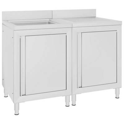 Vidaxl Commercial Kitchen Sink Cabinet Stainless Steel 120x60x96 Cm Kitchen Cabinets