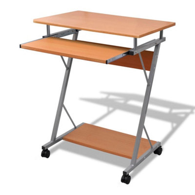 vidaXL Compact Computer Desk with Pull-out Keyboard Tray Brown