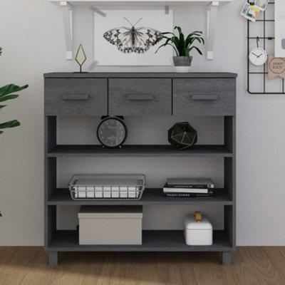 vidaXL Console Table HAMAR Dark Grey 90x35x90 cm Solid Wood Pine