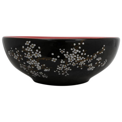Vidaxl Countertop Basin Black And Red Round 41x14 Cm Ceramic