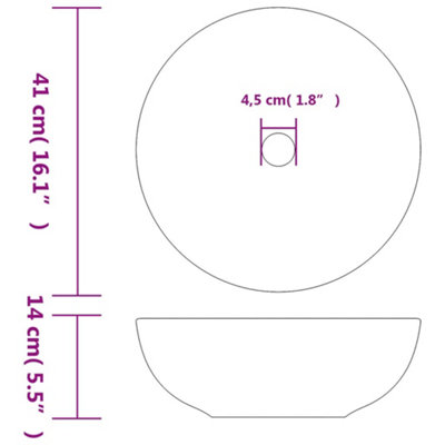 Vidaxl Countertop Basin Black And Red Round 41x14 Cm Ceramic