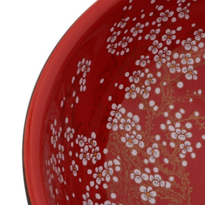 Vidaxl Countertop Basin Black And Red Round 41x14 Cm Ceramic