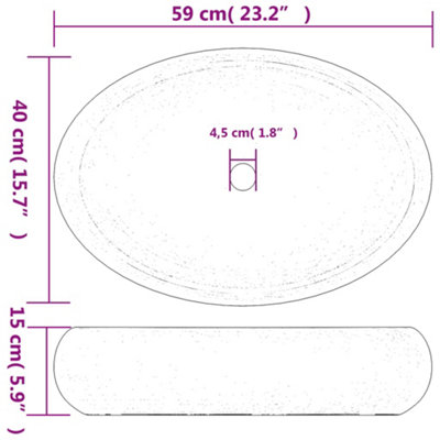 Vidaxl Countertop Basin Green And Brown Oval 59x40x15 Cm Ceramic