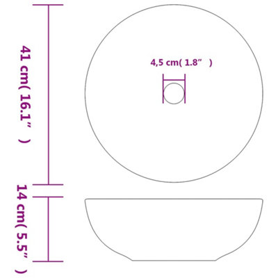 Vidaxl Countertop Basin White And Blue Round 41x14 Cm Ceramic