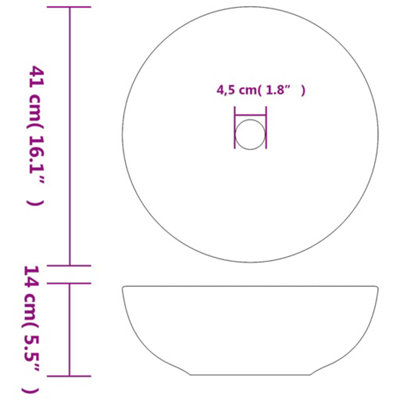 Vidaxl Countertop Basin White And Blue Round 41x14 Cm Ceramic