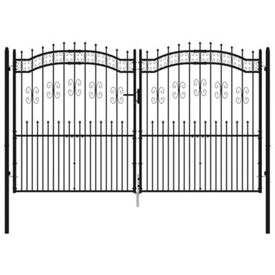 Vidaxl 151102 Fence Gate With Spear Top Black 406x198 Cm Powder Coated Steel