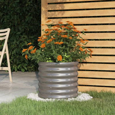 vidaXL Garden Planter Powder-coated Steel 40x40x36 cm Grey