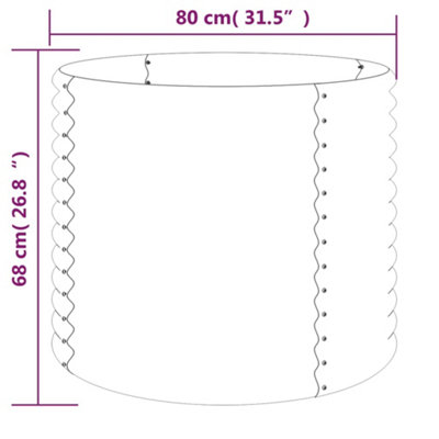 vidaXL Garden Planter Powder-coated Steel 80x80x68 cm Grey