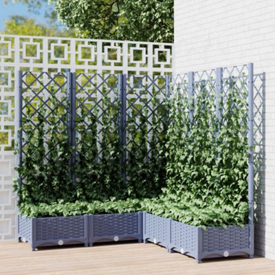 vidaXL Garden Planter with Trellis Blue Grey 120x120x121.5 cm PP
