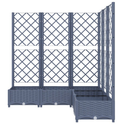 vidaXL Garden Planter with Trellis Blue Grey 120x120x121.5 cm PP