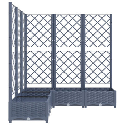 vidaXL Garden Planter with Trellis Blue Grey 120x120x121.5 cm PP