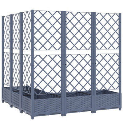 vidaXL Garden Planter with Trellis Blue Grey 120x120x121.5 cm PP