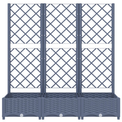 vidaXL Garden Planter with Trellis Blue Grey 120x40x121.5 cm PP
