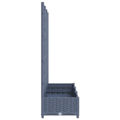 vidaXL Garden Planter with Trellis Blue Grey 120x40x121.5 cm PP