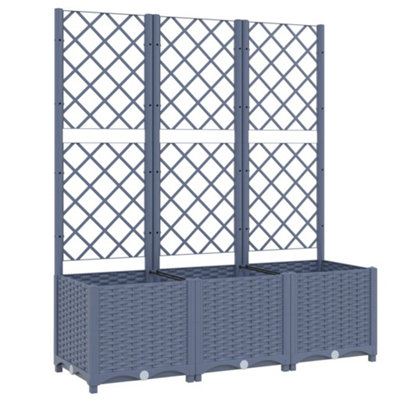 vidaXL Garden Planter with Trellis Blue Grey 120x40x136 cm PP