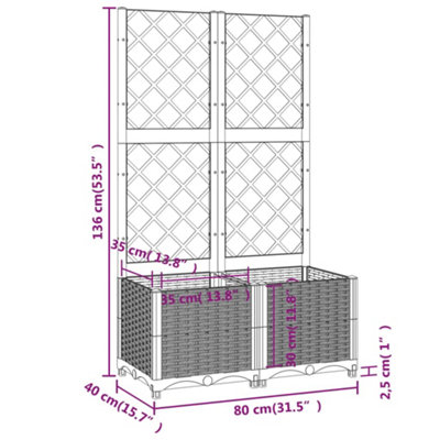 vidaXL Garden Planter with Trellis Blue Grey 80x40x136 cm PP