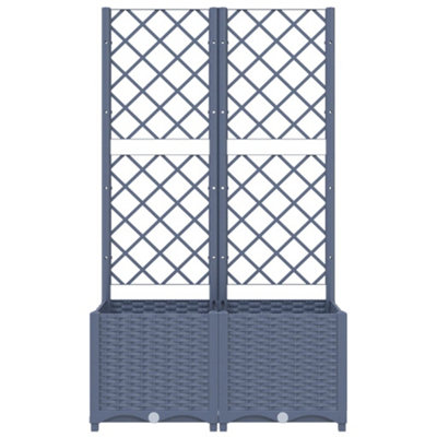 vidaXL Garden Planter with Trellis Blue Grey 80x40x136 cm PP