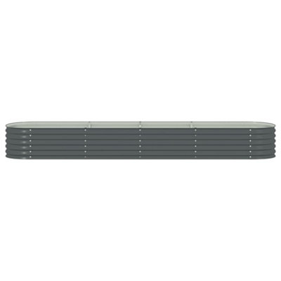 vidaXL Garden Raised Bed 400x80x44 cm Galvanised Steel Grey