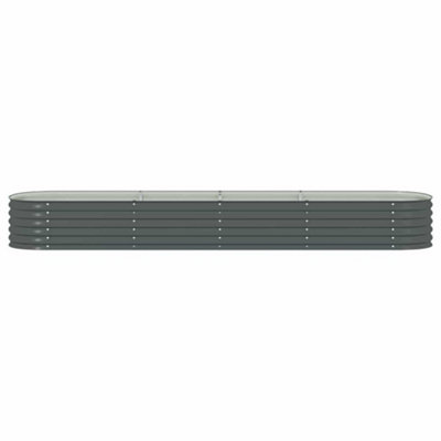 vidaXL Garden Raised Bed 400x80x44 cm Galvanised Steel Grey