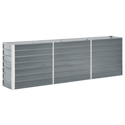 vidaXL Garden Raised Bed Galvanised Steel 240x40x77 cm Grey