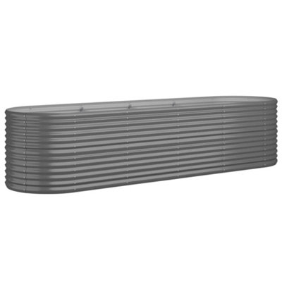 vidaXL Garden Raised Bed Powder-coated Steel 296x80x68 cm Grey