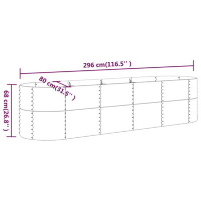 vidaXL Garden Raised Bed Powder-coated Steel 296x80x68 cm Grey