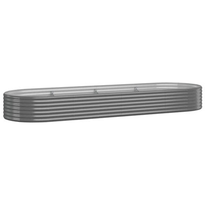 vidaXL Garden Raised Bed Powder-coated Steel 322x100x36 cm Grey