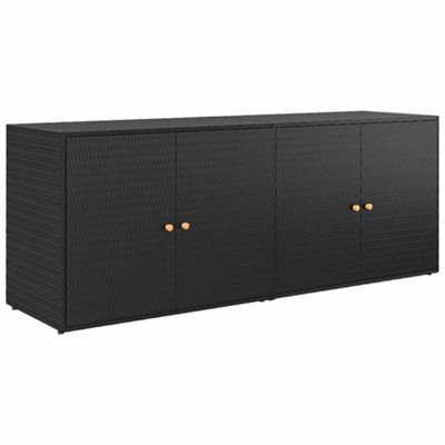 vidaXL Garden Storage Cabinet Black 198x55.5x80 cm Poly Rattan