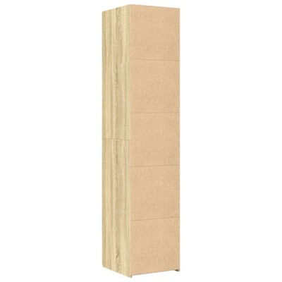 vidaXL Hoge kast 34,5x34x180 cm bewerkt hout gerookt eikenkleurig, dressoir, hoge opbergkast, opbergkast, buffetkast, bijzetkast, wandkast