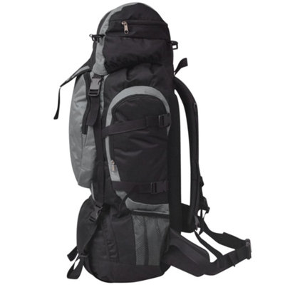 Vidaxl Hiking Backpack Xxl 75 L Black And Grey Backpacks