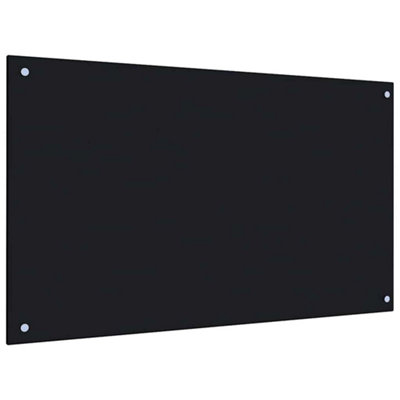 VidaXL 100x60cm Tempered Glass Kitchen Backsplash – Black Heat-Resistant & Scratch-Proof Wall Panel With Mounting Kit