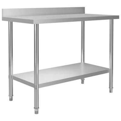 Vidaxl Kitchen Work Table With Backsplash 120x60x93 Cm Stainless Steel Work Tables