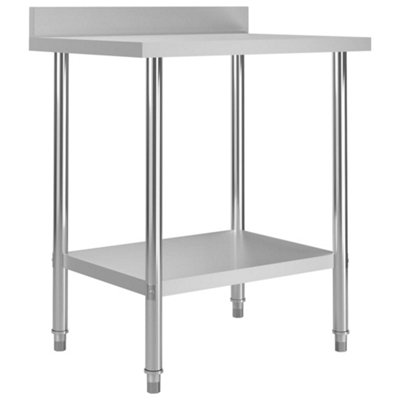 Vidaxl Kitchen Work Table With Backsplash 80x60x93 Cm Stainless Steel Work Tables