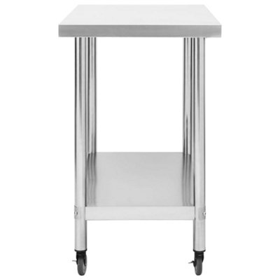 Vidaxl Kitchen Work Table With Wheels 100x30x85 Cm Stainless Steel Work ...