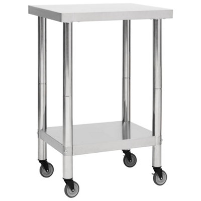 Vidaxl Kitchen Work Table With Wheels 60x60x85 Cm Stainless Steel Work Tables