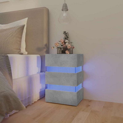 vidaXL LED Bedside Cabinet Concrete Grey 45x35x67 cm Engineered Wood