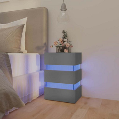 vidaXL LED Bedside Cabinet Grey 45x35x67 cm Engineered Wood
