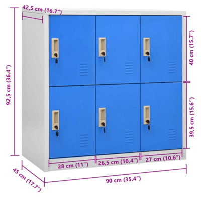 Locker Cabinets 2 Pcs Light Grey And Blue 90x45x92.5 Cm Steel VidaXL