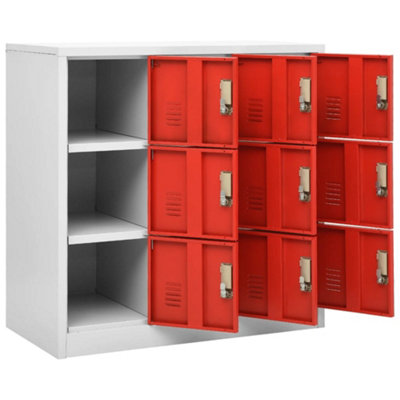 Vidaxl Locker Cabinet Light Grey And Red 90x45x92.5 Cm Steel Locker ...