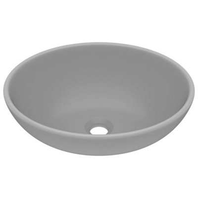 vidaXL Luxury Basin Oval-shaped Matt Light Grey 40x33 cm Ceramic