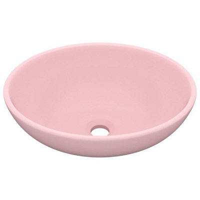 vidaXL Luxury Basin Oval-shaped Matt Pink 40x33 cm Ceramic