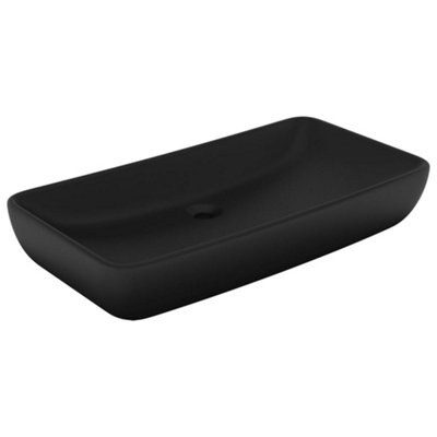Vidaxl Luxury Basin Rectangular Matt Black 71x38 Cm Ceramic