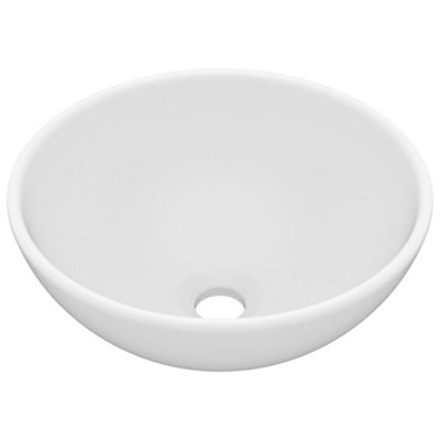 vidaXL Luxury Bathroom Basin Round Matt White 32.5x14 cm Ceramic