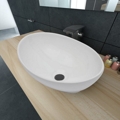 Vidaxl Luxury Ceramic Basin Oval-shaped Sink White 40 X 33 Cm Bathroom Basins