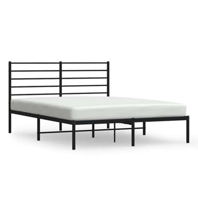 Vidaxl Metal Bed Frame Without Mattress With Headboard Black 120x190cm