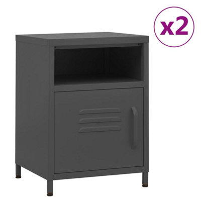 vidaXL Nightstands 2 pcs Anthracite 35x35x51 cm Steel