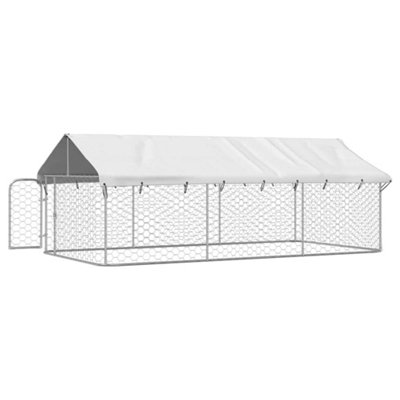 Large Outdoor Dog Kennel With Waterproof Cover, Large Dog House With Feeding Doo