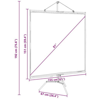 Vidaxl Projection Screen With Tripod 81 Inch 1:1