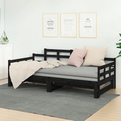 VidaXL Dormeuse Con 5 Cassetti – Letto Divano In Legno Di Pino, 90x200 Cm, Nero, Senza Materasso - 3